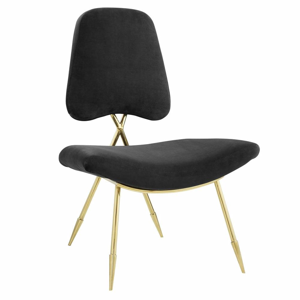 Ponder Performance Velvet Lounge Chair Accent Chairs Black