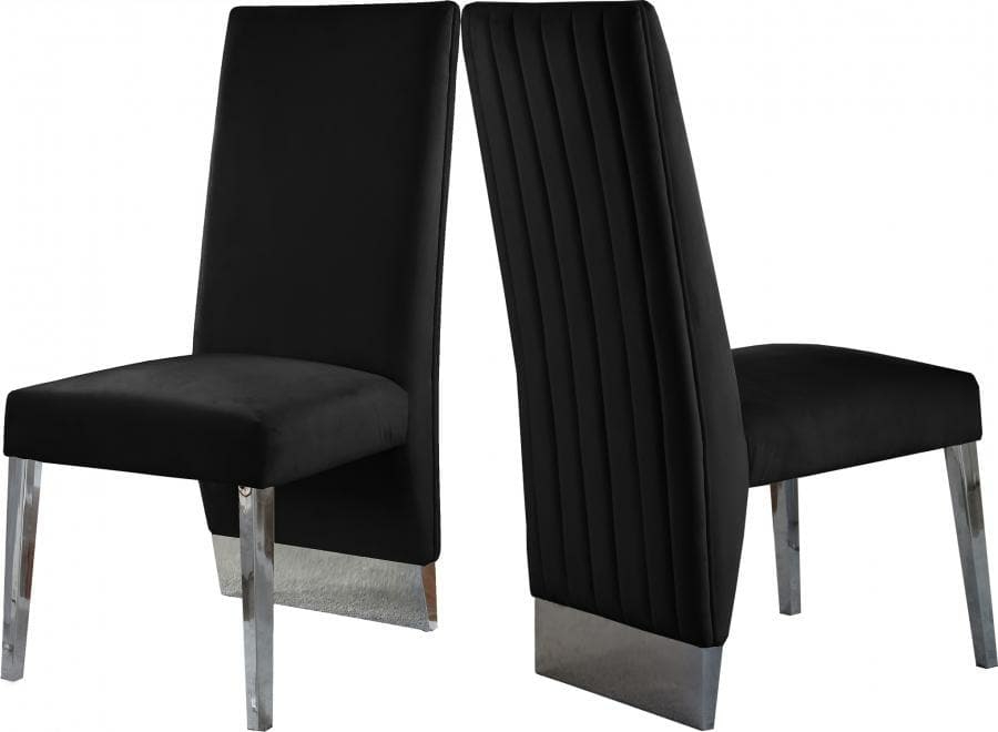 Porsha Velvet Dining Chair Set Of 2 Dining Chairs Black