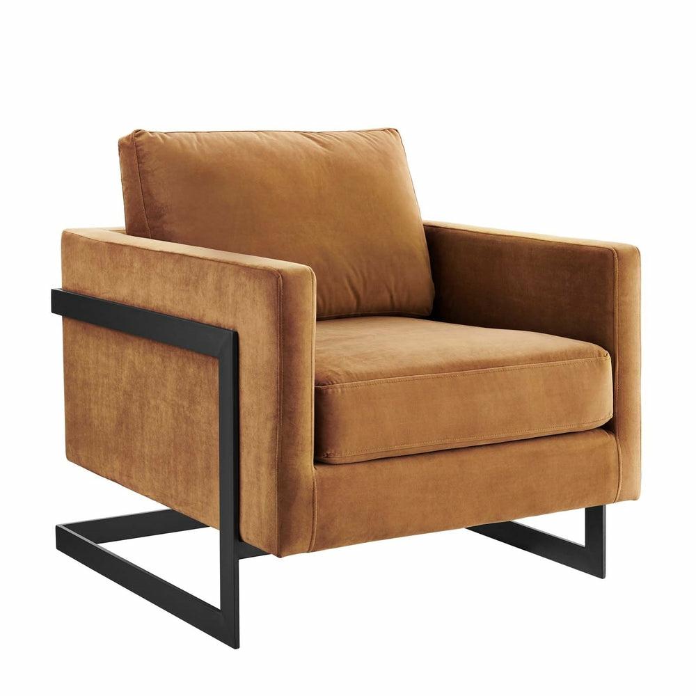 Posse Performance Velvet Accent Chair Black Cognac Accent Chairs