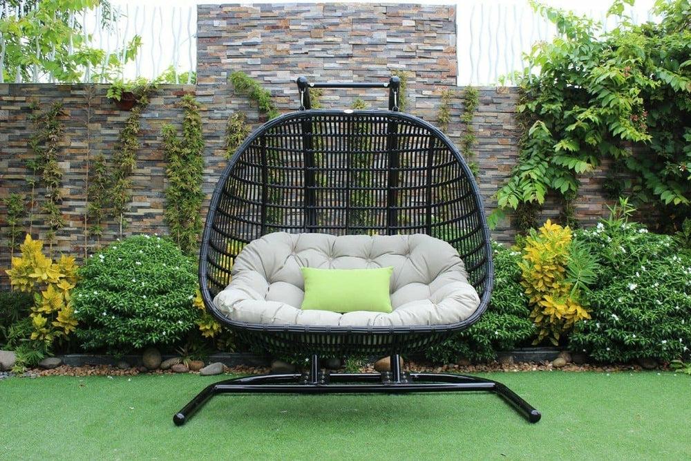 Renava San Juan Outdoor Black & Beige Hanging Chair Outdoor