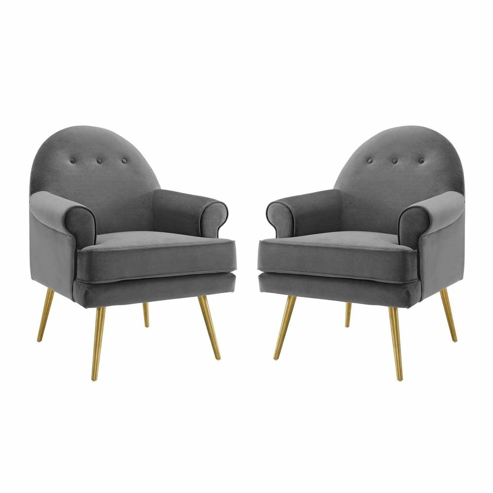 Revive Armchair Performance Velvet Set Of 2 Accent Chairs Gray