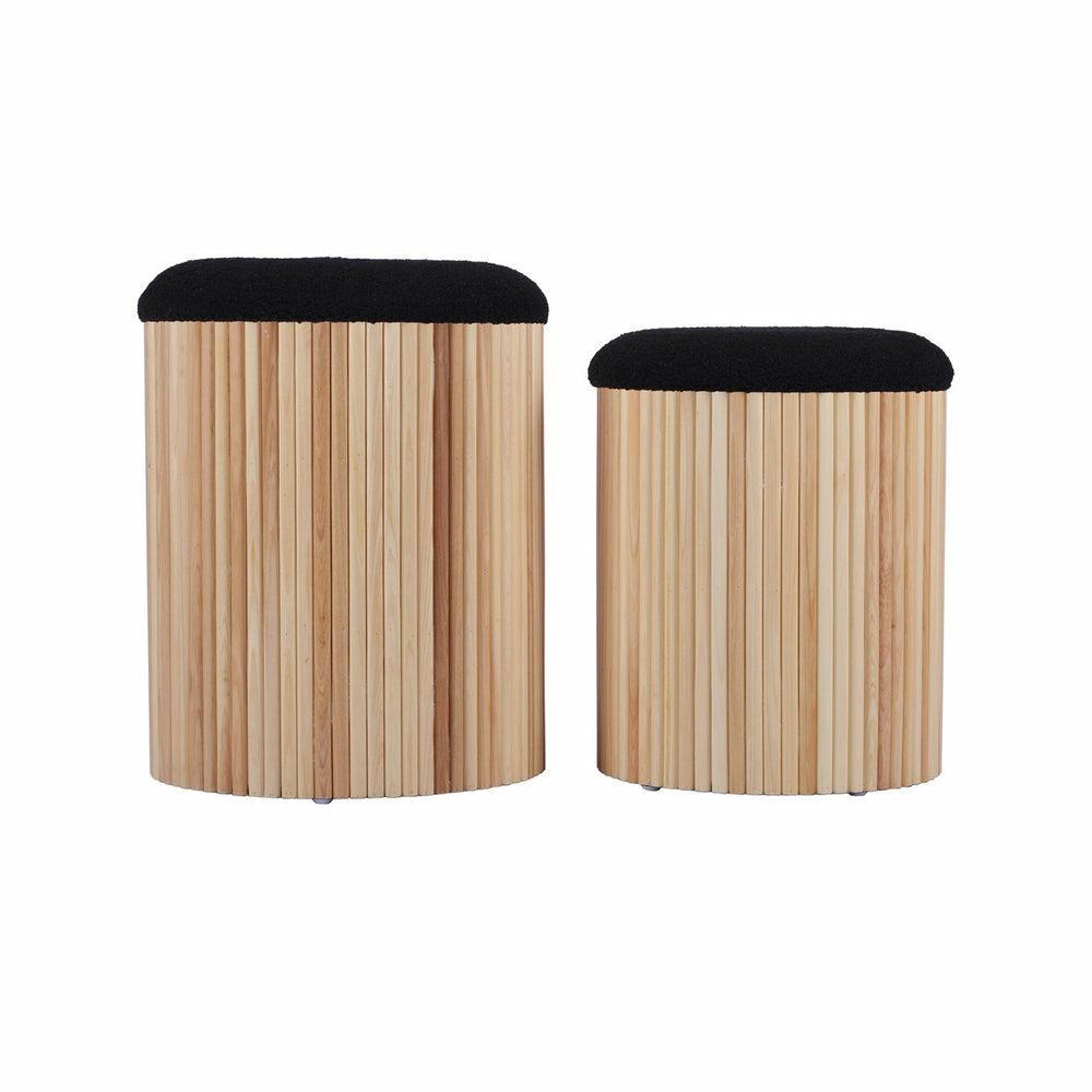 Sagano Nesting Storage Ottomans – Set Of 2 Bedroom Room Black