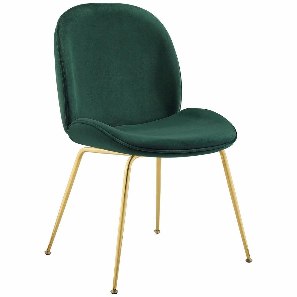 Scoop Gold Legs Velvet Dining Chair Dining Chairs Green