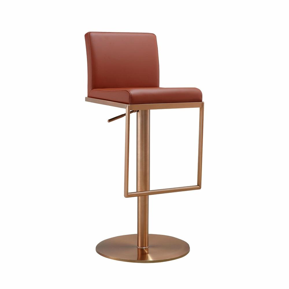 Sentinel Saddle Brown And Rose Gold Adjustable Stool Bar Stools & Carts