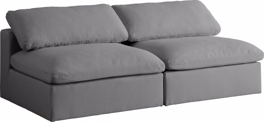 Serene 2 Piece Linen Deluxe Modular Overstuffed Armless Sofa Living Room Cream