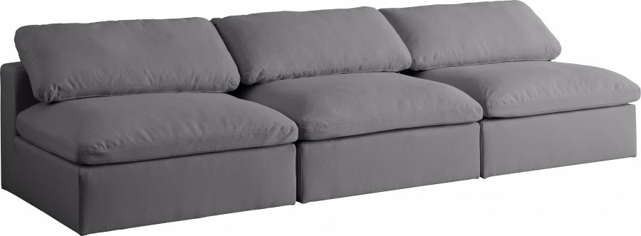 Serene 3 Piece Linen Deluxe Modular Overstuffed Armless Sofa Living Room Cream