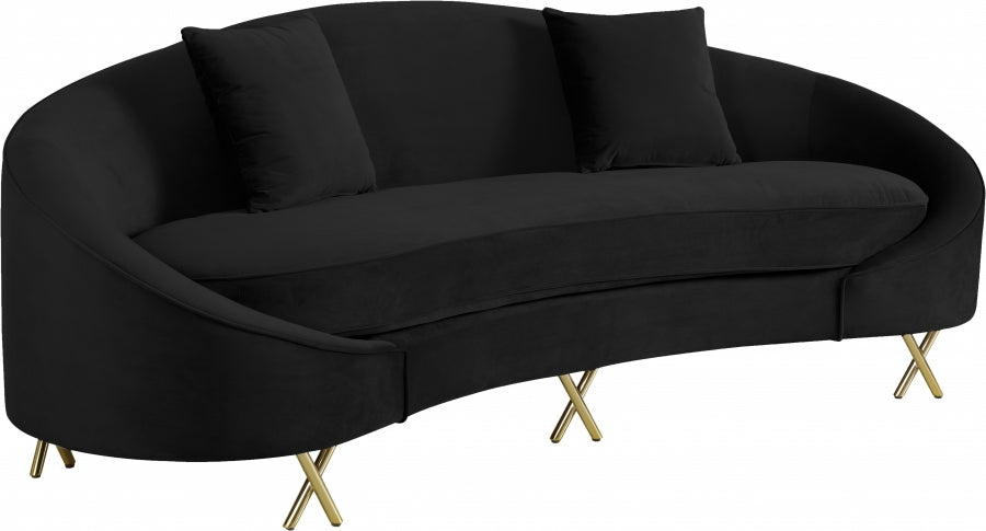 Serpentine Velvet Sofa Living Room Black