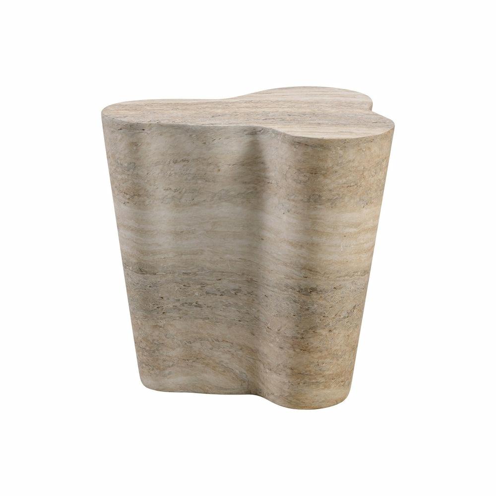 Slab Faux Travertine Short Side Table Living Room