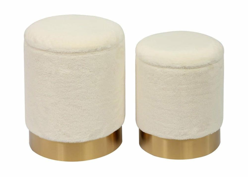 Teddy Faux Sheepskin Storage Ottomans – Set Of 2 Bedroom Room