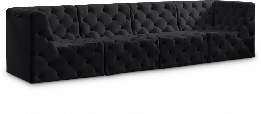 Tuft Velvet Modular 128″ Sofa Living Room Black