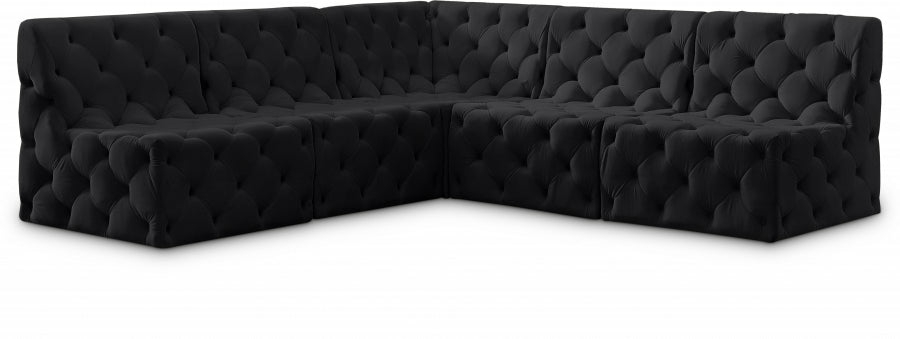 Tuft Velvet Modular 5 Piece Sectional Living Room Black