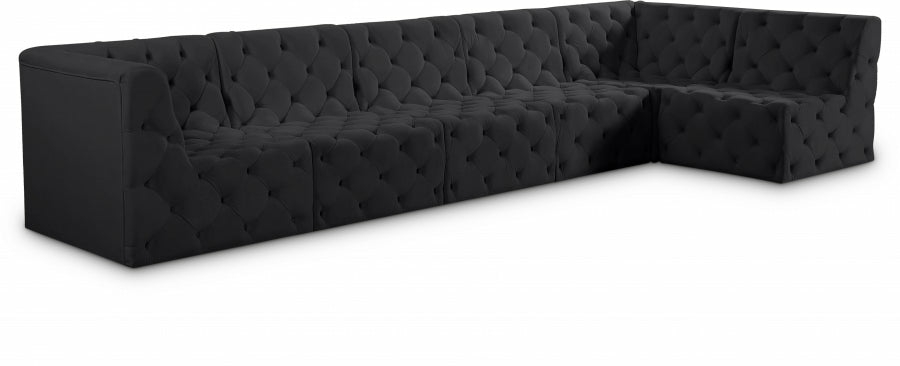 Tuft Velvet Modular 6 Piece Sectional Living Room Black