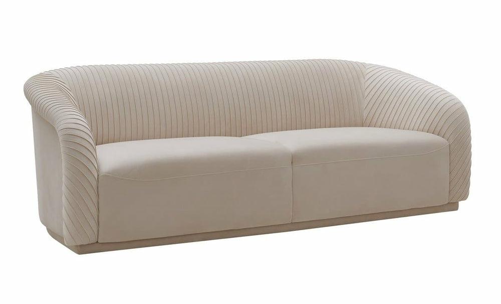 Yara Pleated Velvet Sofa Living Room Beige