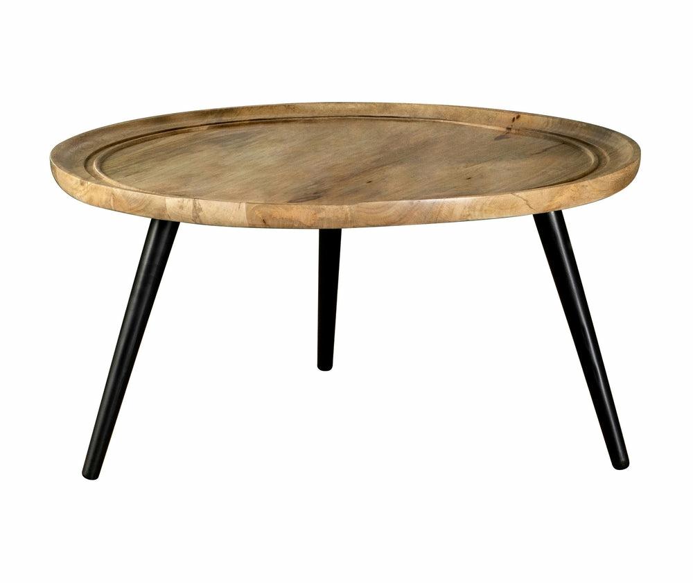 Zoe Round Coffee Table With Trio Legs Natural And Black Coffee Table