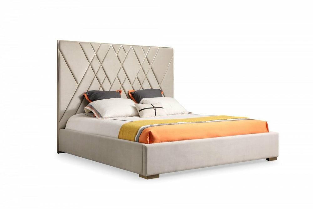 Modrest Eldora – Glam Beige Velvet And Brushed Brass Bed Bedroom Room