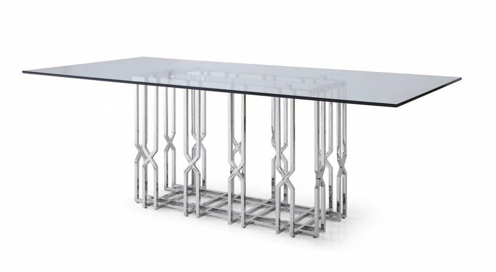 Modrest Ericson – Modern Glass & Stainless Steel Dining Table Dining Room