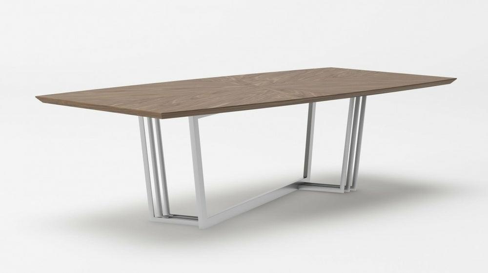 Modrest Gilroy – Modern Walnut & Stainless Steel Dining Table Dining Room