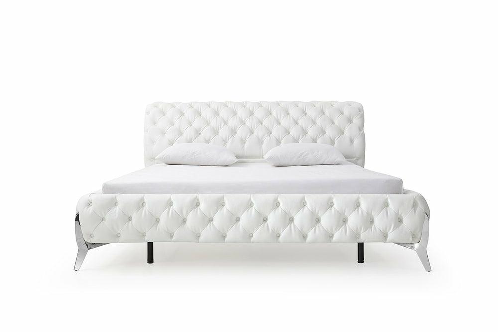 Modrest Legend Modern White Bonded Leather Bed Bedroom Room