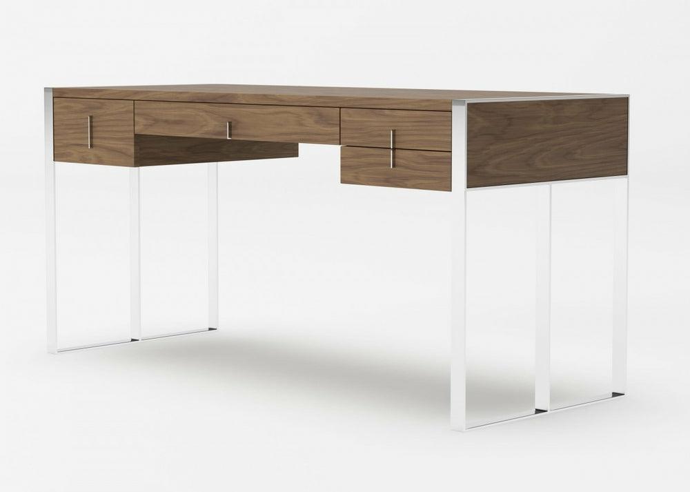 Modrest Orcutt – Modern Walnut & Stainless Steel Desk Office