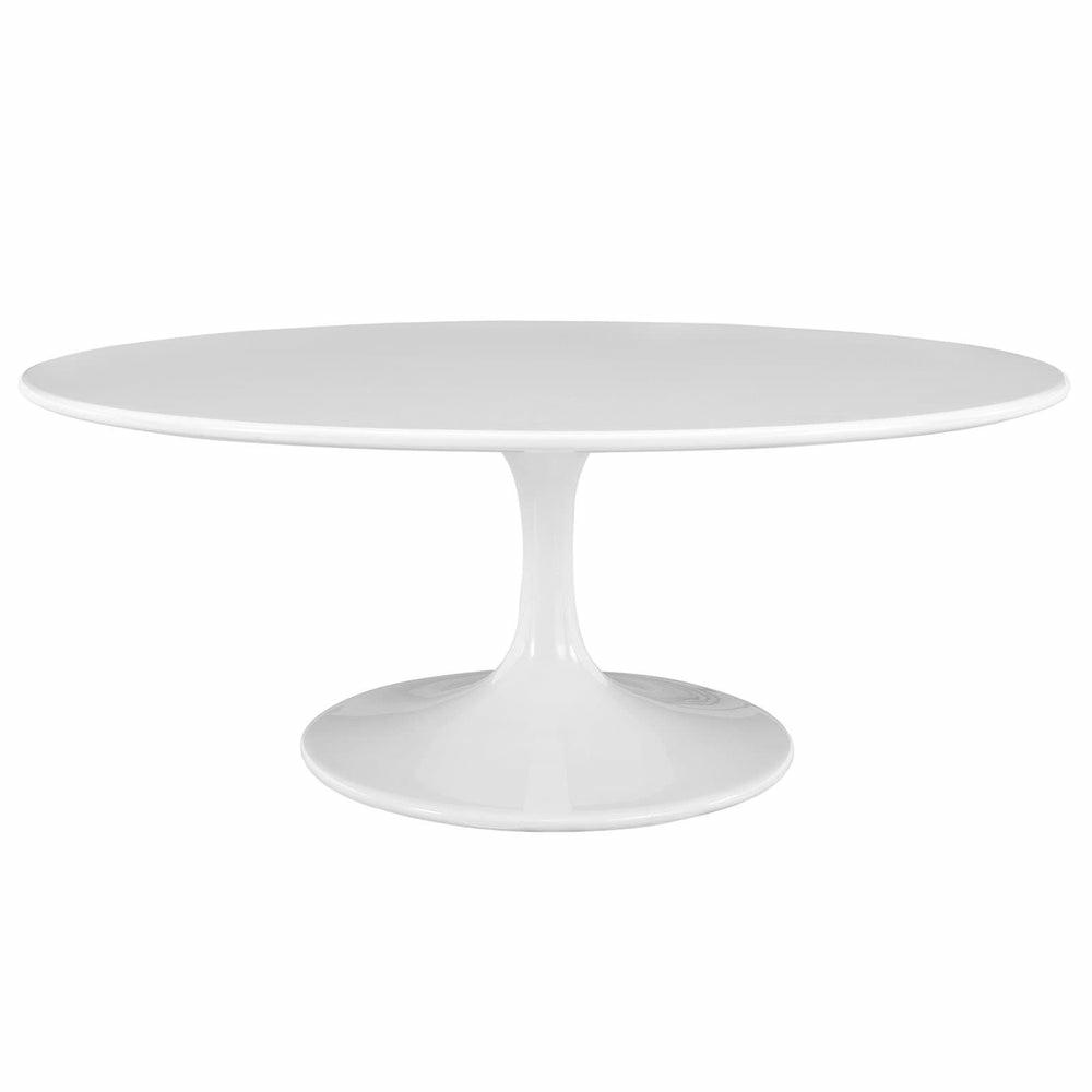 Lippa 42″ Oval-Shaped Wood Top Coffee Table In White Coffee Table