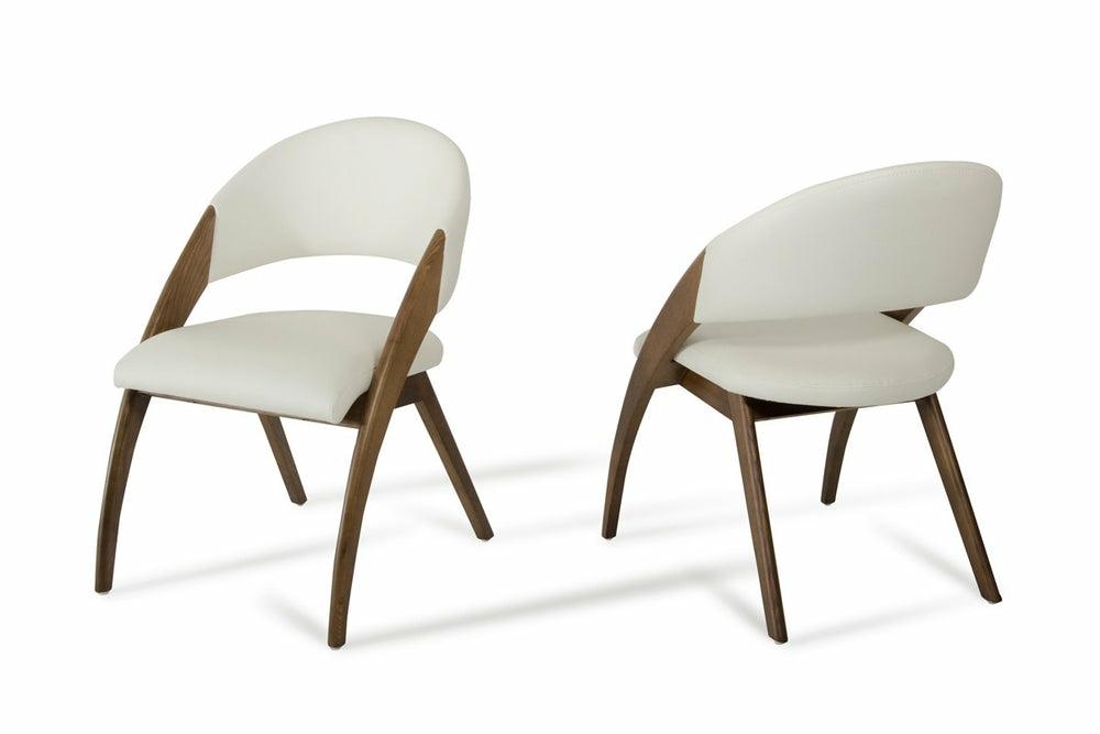 Modrest Lucas Modern Cream & Walnut Dining Chair Dining Chairs