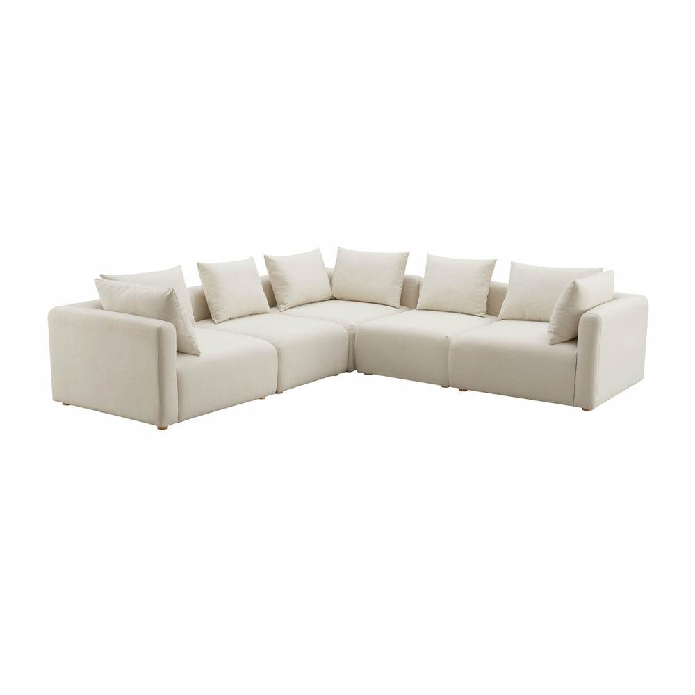 Hangover Cream Linen 5-Piece Modular L-Sectional Living Room