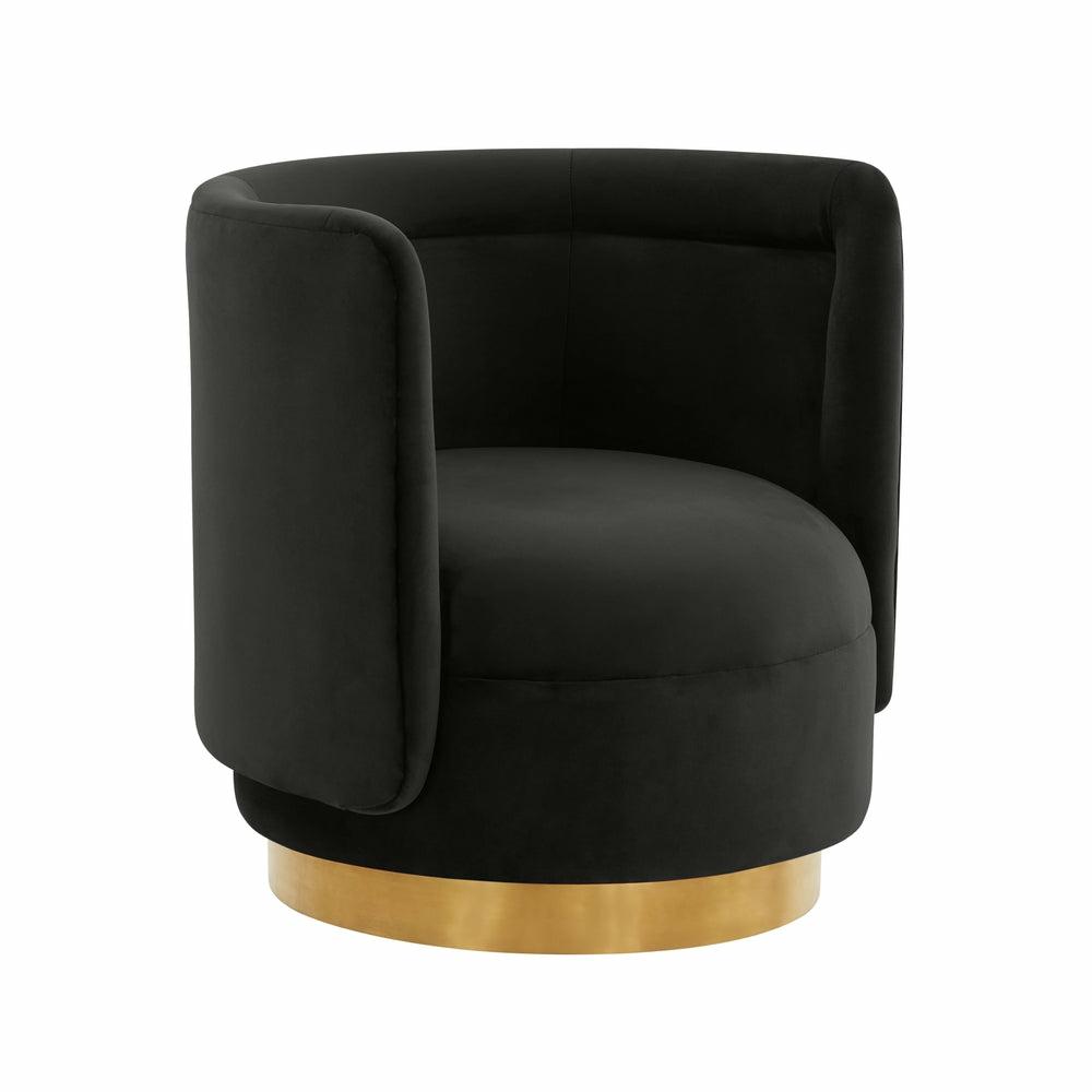 Remy Velvet Swivel Chair Accent Chairs Black